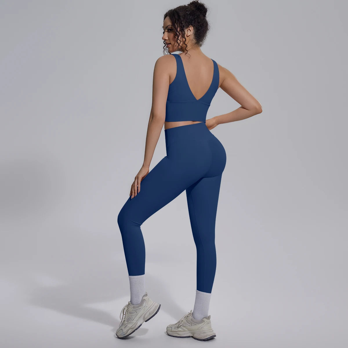 2PCS Yoga Set for Woman's Quick Drying Legging Outdoor Running Fitness Pants Summer Gym Backless Sports Bra with Chest Pad
