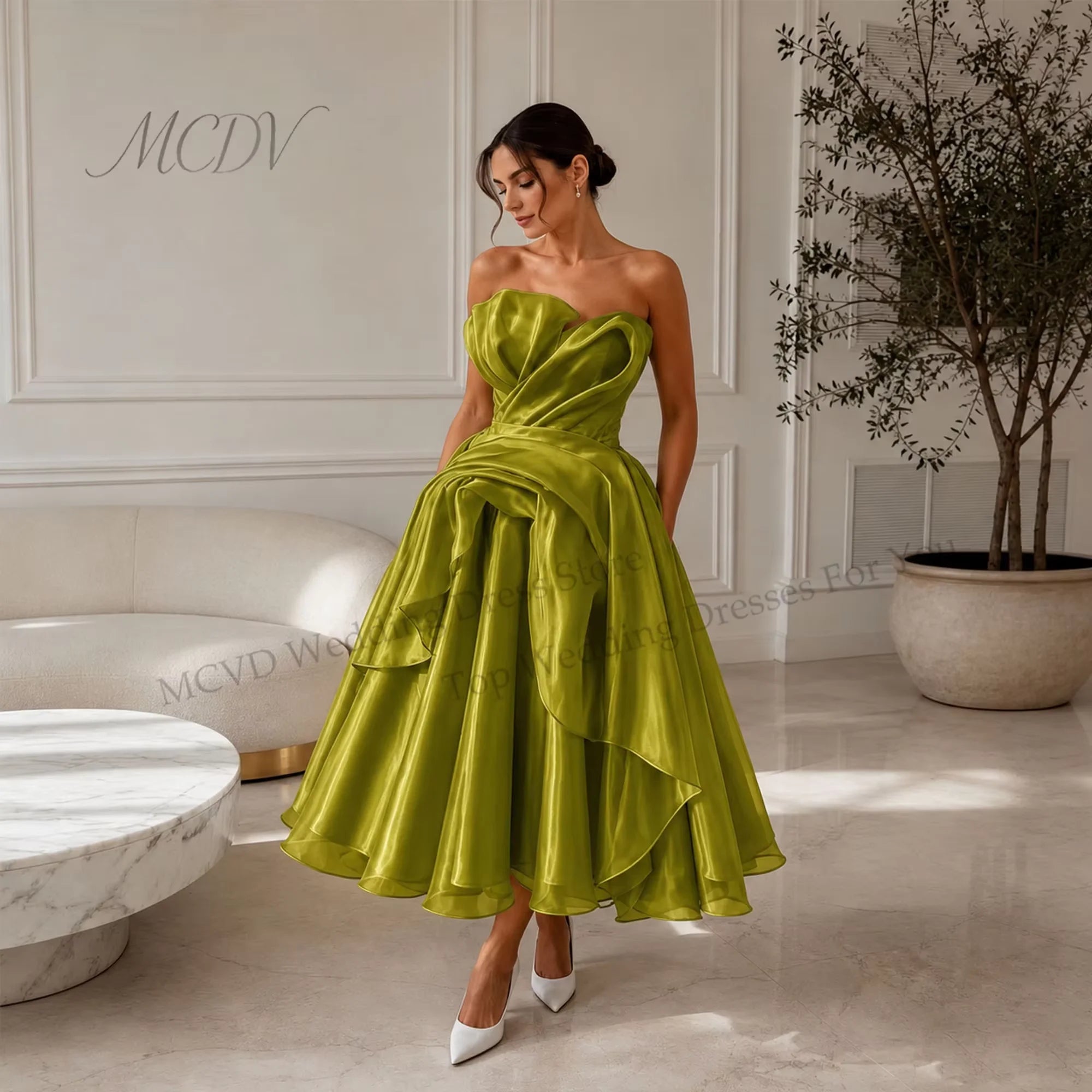Midi Simple Wedding Dress 2026 Organza A Line Bridal Gown Corset Back Short Reception Dress Civil свадебное платье Customized