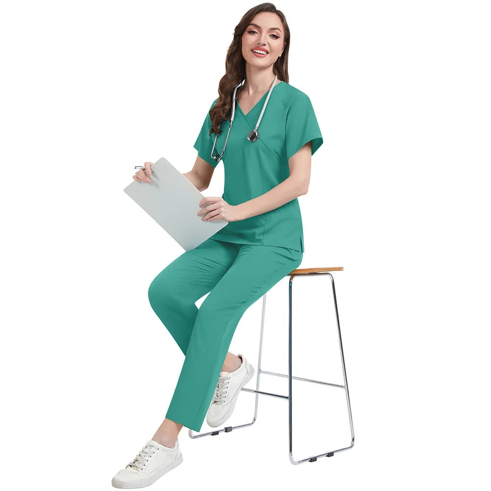 Slim Fit Women Scrubs Sets Hospital Medical Uniforms Nurses Accessories Dental Clinic Beauty Salon Spa Pet Lab Workwear Clothes
