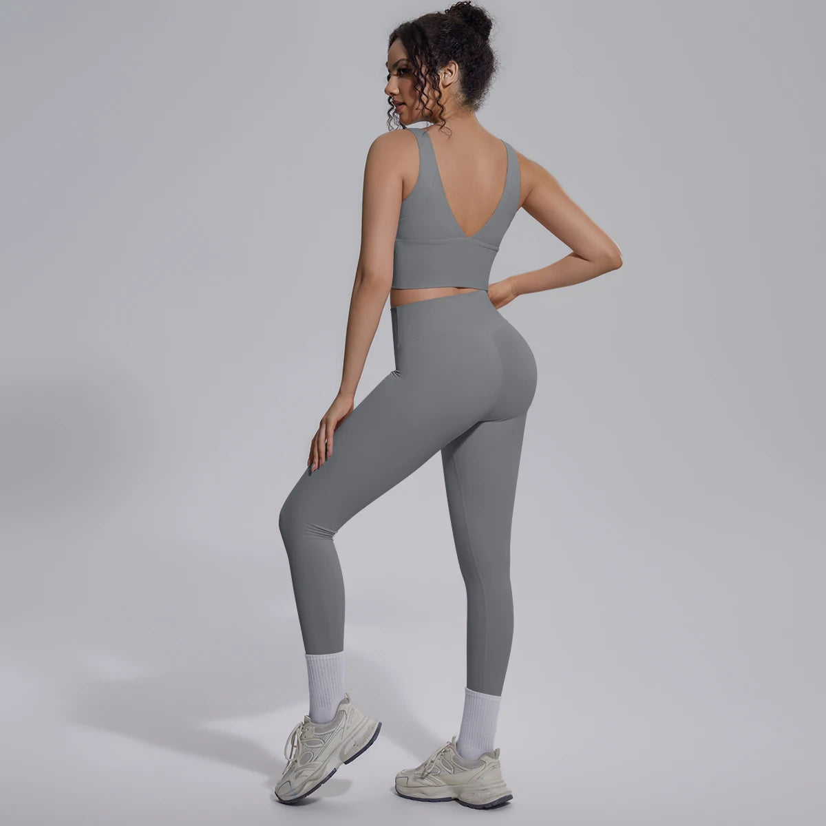 2PCS Yoga Set for Woman's Quick Drying Legging Outdoor Running Fitness Pants Summer Gym Backless Sports Bra with Chest Pad