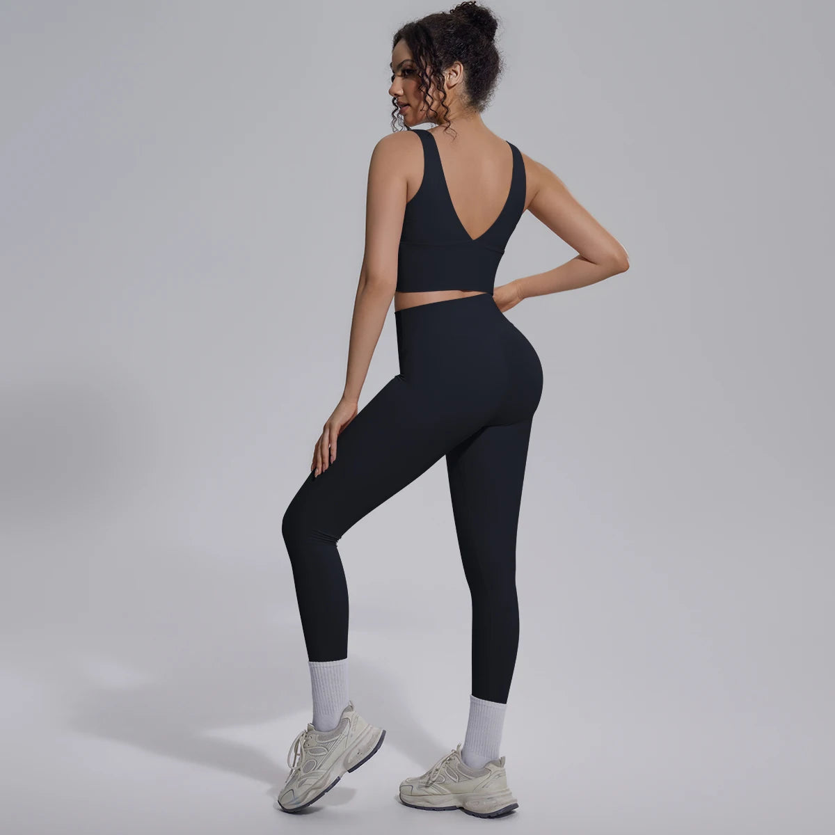 2PCS Yoga Set for Woman's Quick Drying Legging Outdoor Running Fitness Pants Summer Gym Backless Sports Bra with Chest Pad