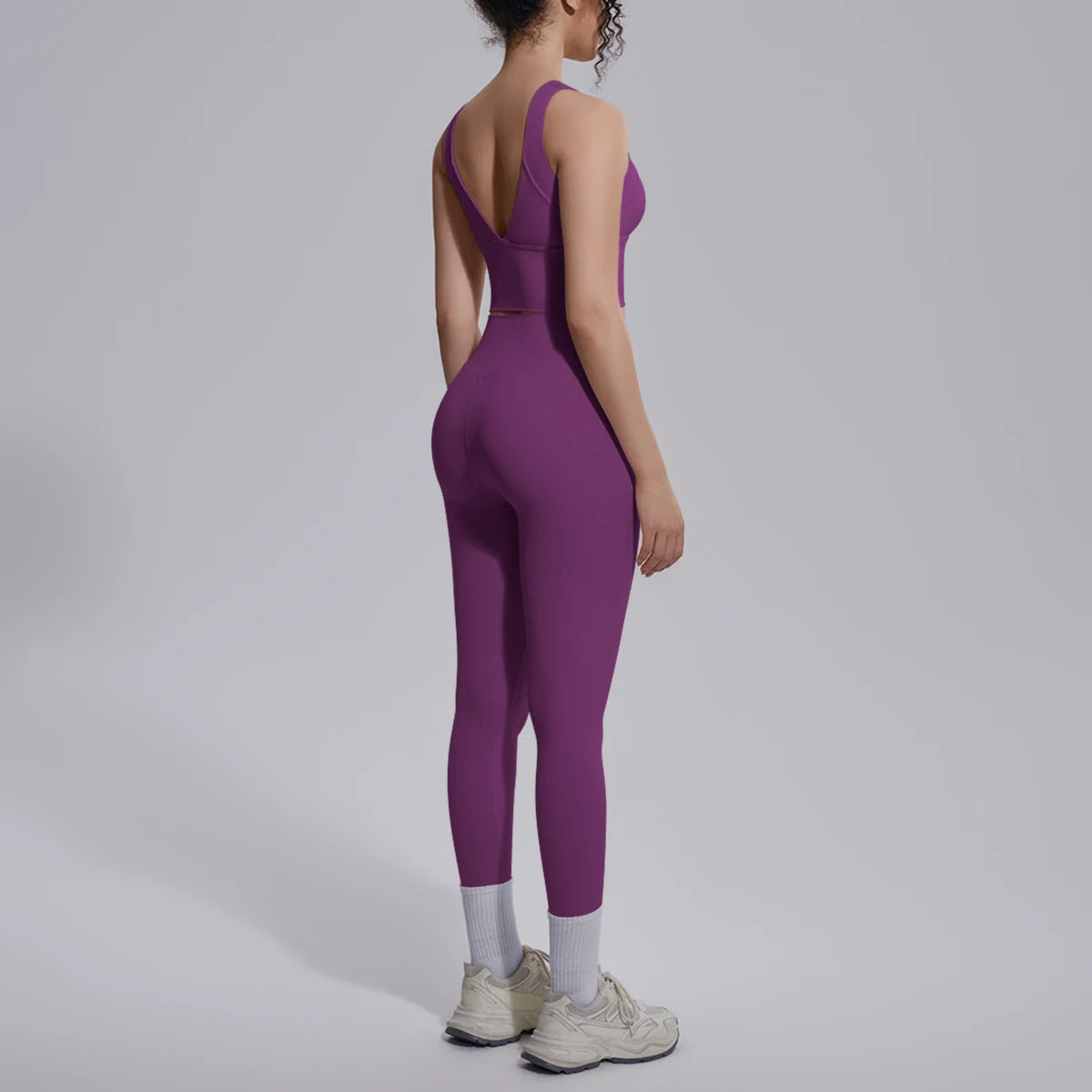2PCS Yoga Set for Woman's Quick Drying Legging Outdoor Running Fitness Pants Summer Gym Backless Sports Bra with Chest Pad
