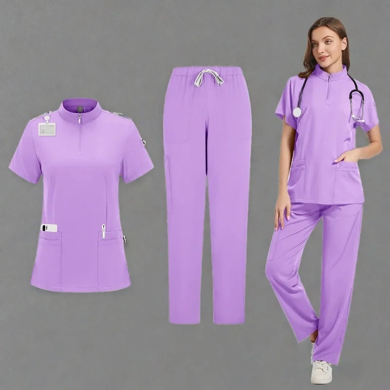Wholesale Scrubs Uniforms Sets Medical Scrub Stretch Suit Healthcare Nursing Articles Unisex Surgical Uniforms Woman Men Uniform