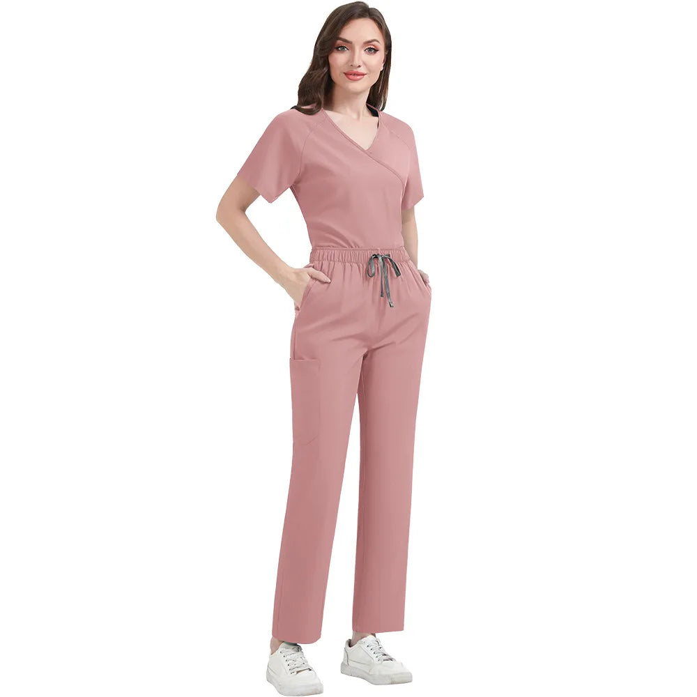 Slim Fit Women Scrubs Sets Hospital Medical Uniforms Nurses Accessories Dental Clinic Beauty Salon Spa Pet Lab Workwear Clothes