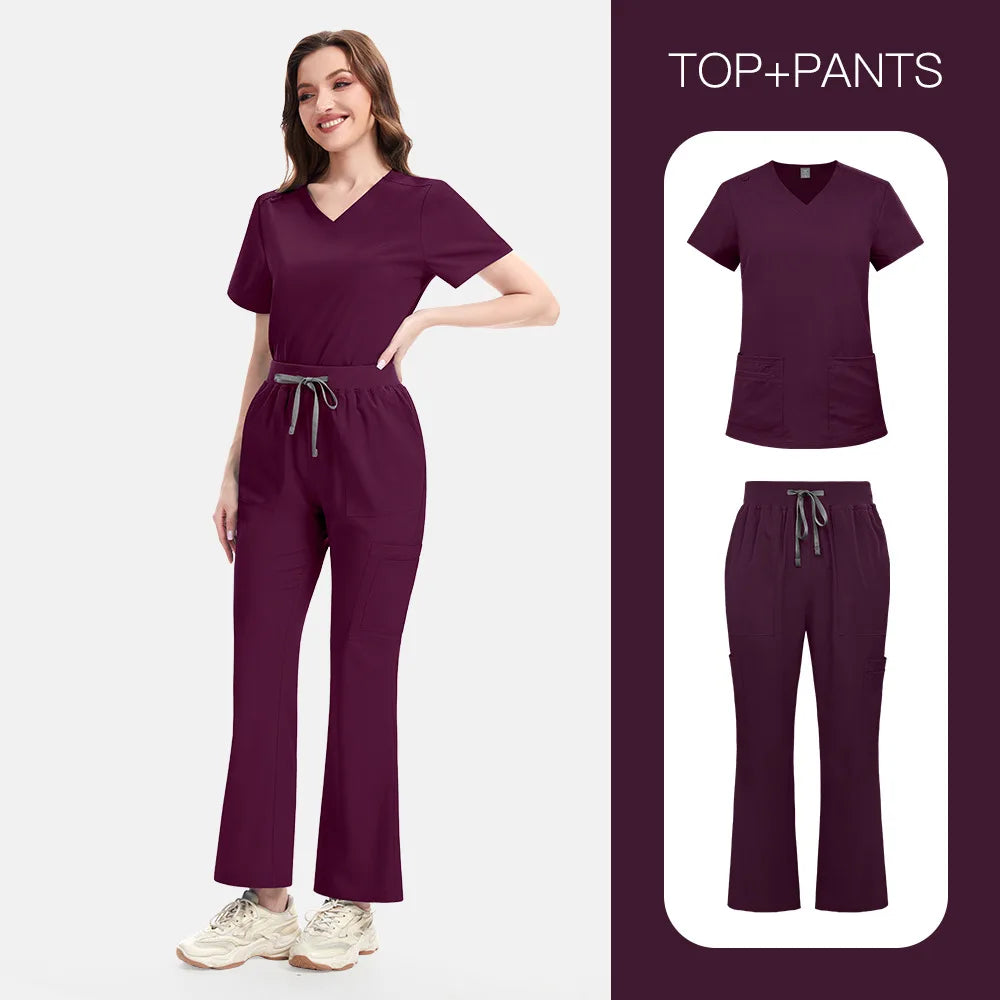 New Slim Fit Women Scrubs Sets Woman Medical Uniforms Nurses Accessories Clinic Beauty Salon Spa Pet Shop Workwear Clothing