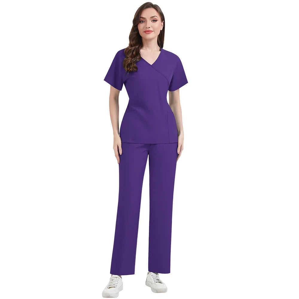 Slim Fit Women Scrubs Sets Hospital Medical Uniforms Nurses Accessories Dental Clinic Beauty Salon Spa Pet Lab Workwear Clothes