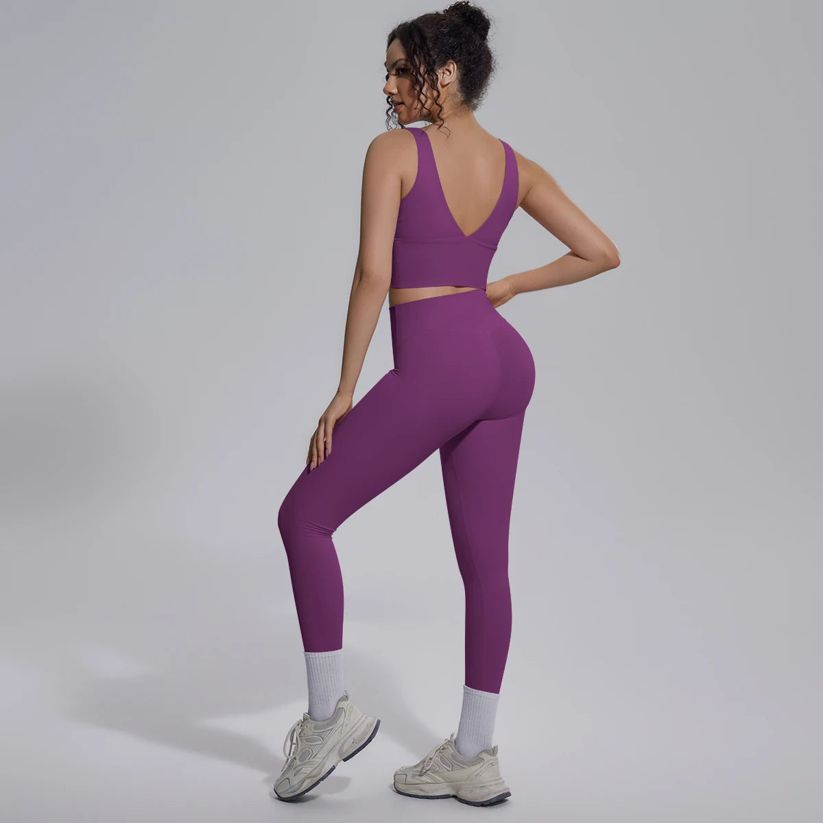 2PCS Yoga Set for Woman's Quick Drying Legging Outdoor Running Fitness Pants Summer Gym Backless Sports Bra with Chest Pad