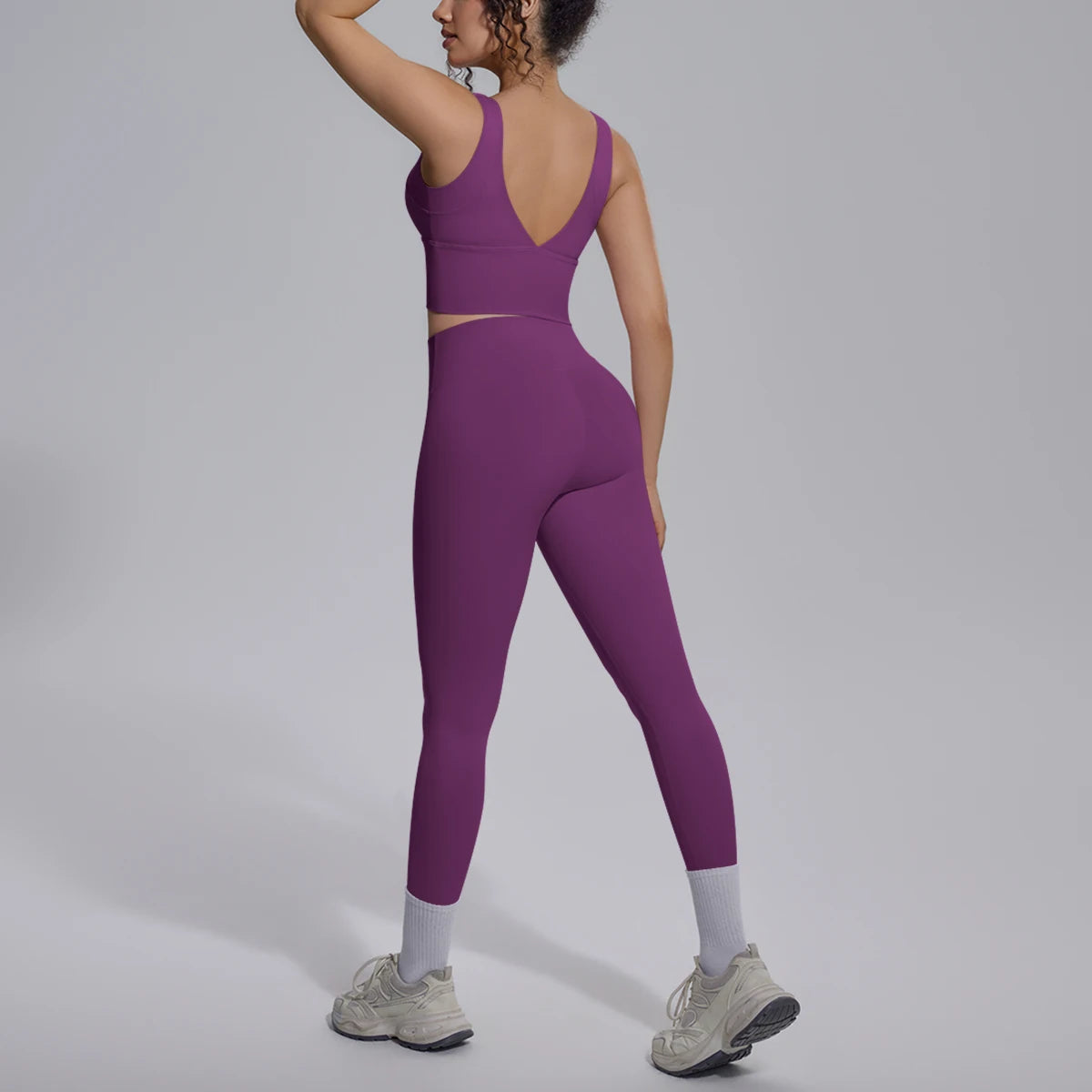 2PCS Yoga Set for Woman's Quick Drying Legging Outdoor Running Fitness Pants Summer Gym Backless Sports Bra with Chest Pad