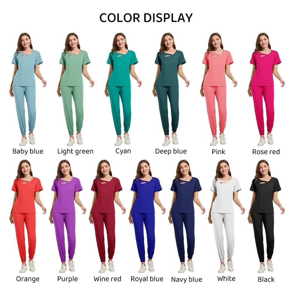 Multicolor Wholesale Clinical Scrubs Set Uniforms Beautician Lab Workwear Pocket Medical Nurse Nursing Uniforms Vet Work Clothes