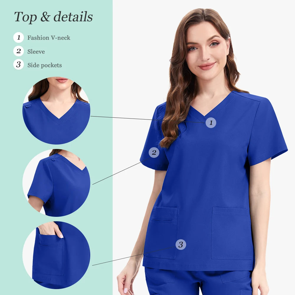 Nurse Clothes Scrubs Uniform Woman Quick Dry Top and Pants Hospital Working Scrubs Fashion Flared Pants Bottoms Uniform Set New