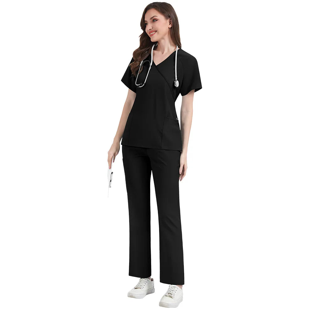 Slim Fit Women Scrubs Sets Hospital Medical Uniforms Nurses Accessories Dental Clinic Beauty Salon Spa Pet Lab Workwear Clothes
