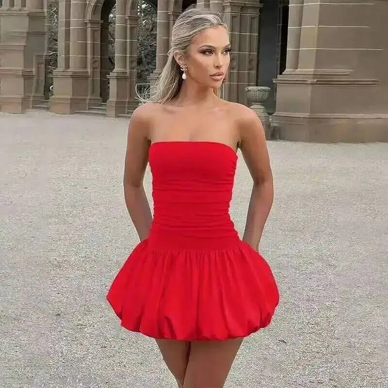 Townlike Waist Wrap A-line Ball Gown Dress Women Halter Mini 2025 Spring Summer Dress Nightclub Sexy Party Dresses