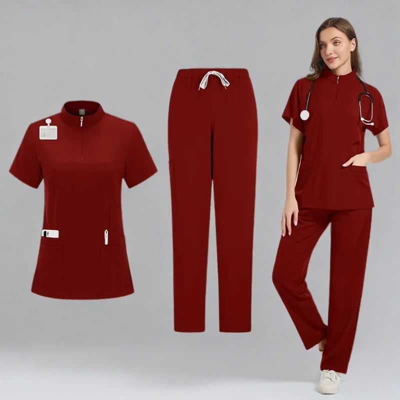 Wholesale Scrubs Uniforms Sets Medical Scrub Stretch Suit Healthcare Nursing Articles Unisex Surgical Uniforms Woman Men Uniform