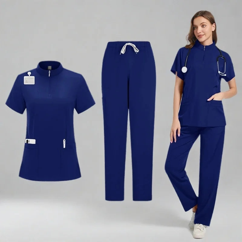 Wholesale Scrubs Uniforms Sets Medical Scrub Stretch Suit Healthcare Nursing Articles Unisex Surgical Uniforms Woman Men Uniform