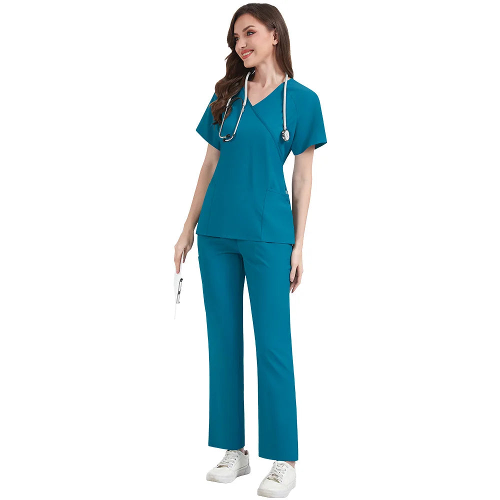 Slim Fit Women Scrubs Sets Hospital Medical Uniforms Nurses Accessories Dental Clinic Beauty Salon Spa Pet Lab Workwear Clothes